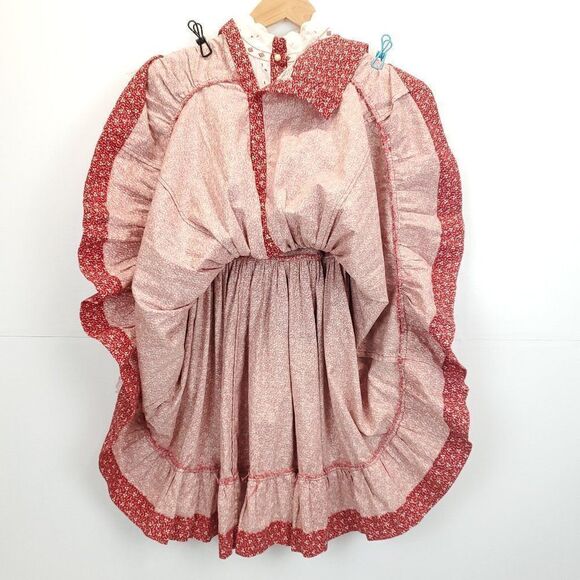 Girls Christmas Dress Handmade Mistletoe Holiday Vintage Cottagecore Size 4-5 - Picture 13 of 13